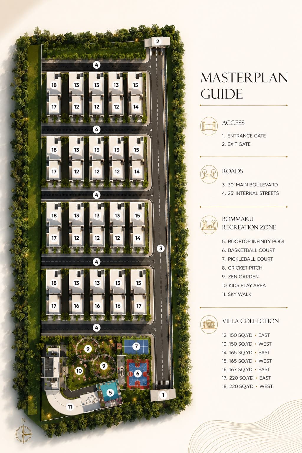 Master plan layout of The Pavillion, Surya Hills Boduppal