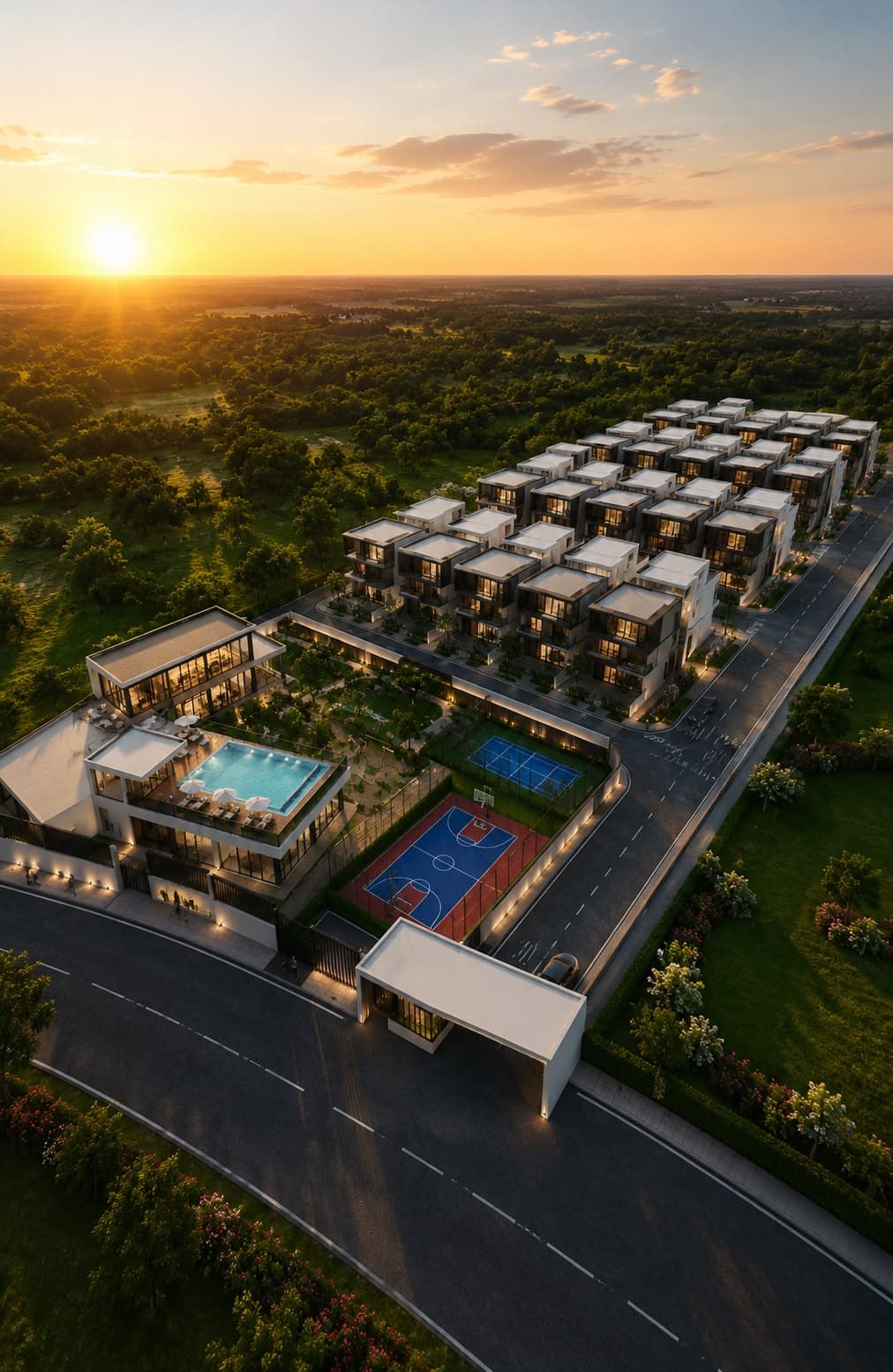 The Pavillion community living aerial view, Surya Hills Boduppal East Hyderabad