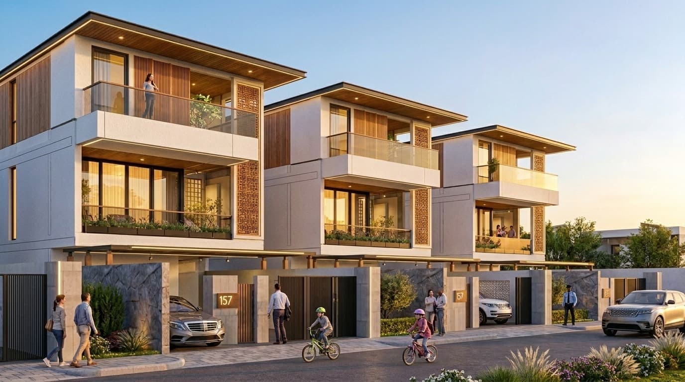 West Facing corner villa showcasing architectural versatility