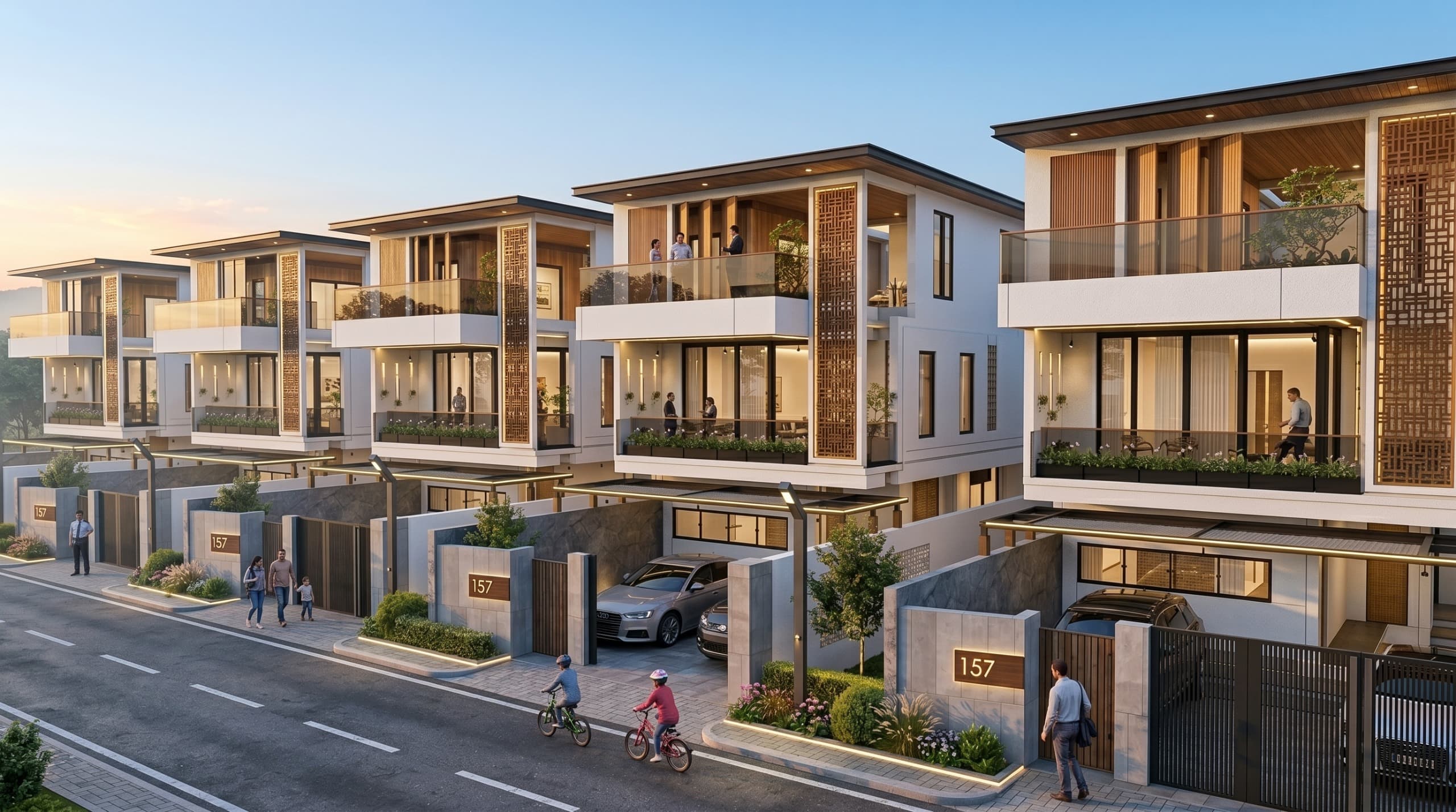 East Facing villa front elevation with modern design language