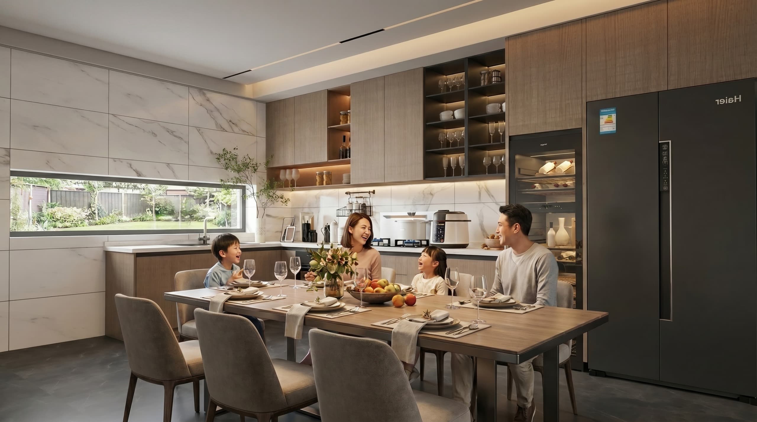Family dining interior in East Facing villa at The Pavillion