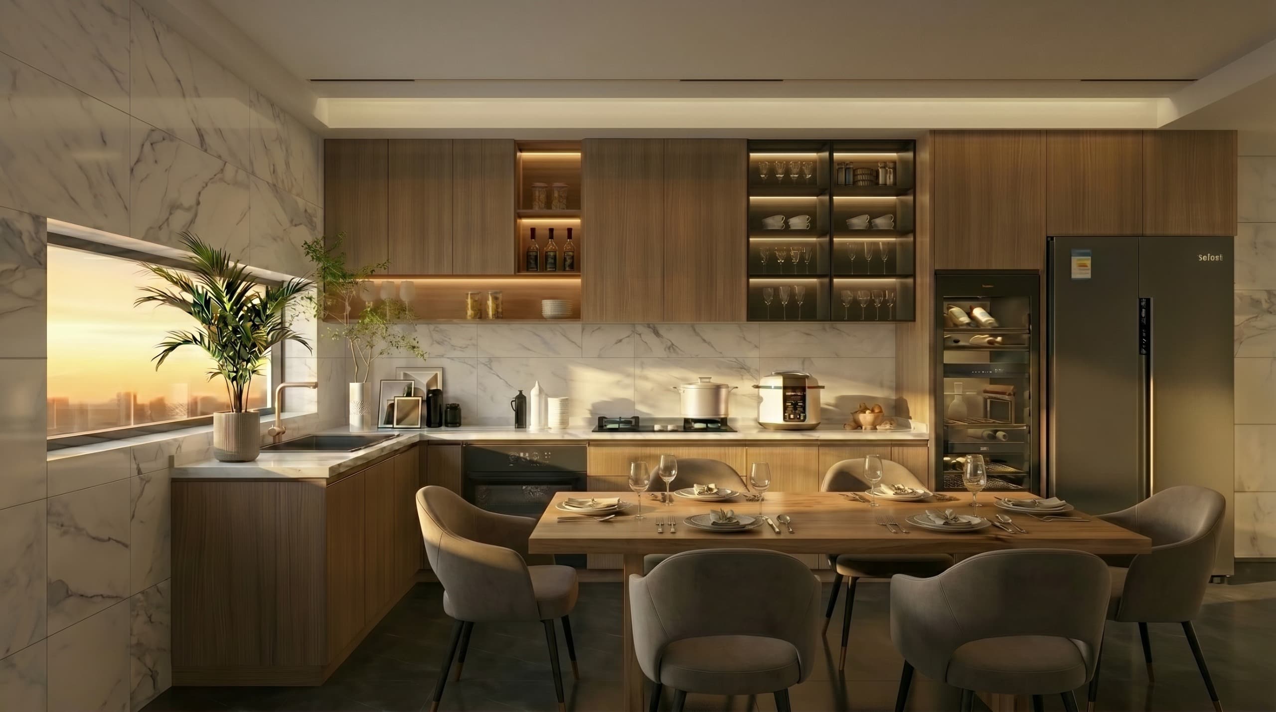 Premium kitchen interior in West Facing villa at The Pavillion