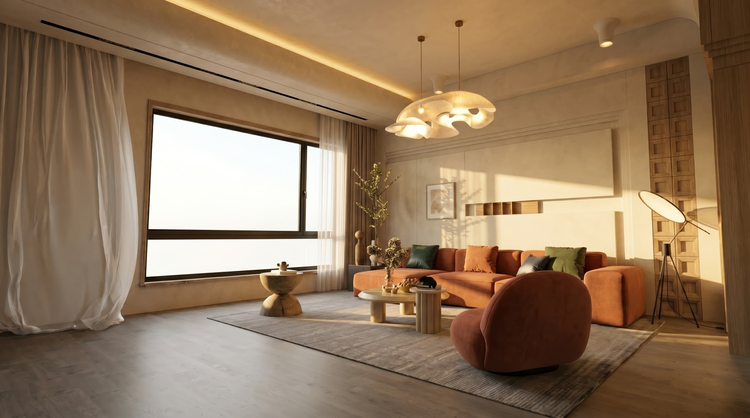 Living lounge interior in East Facing villa at The Pavillion